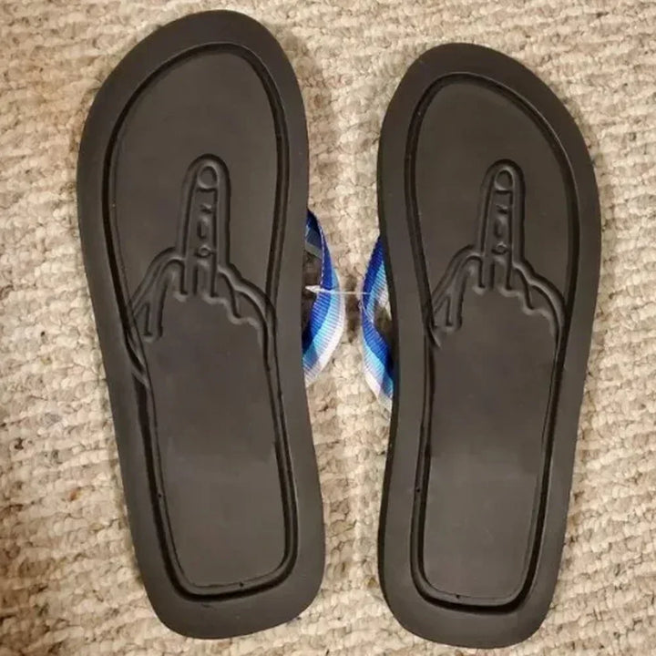 Fun, humorous graphic flip flops. Unisex beach & pool sandals, lightweight & flexible for summer wear.
