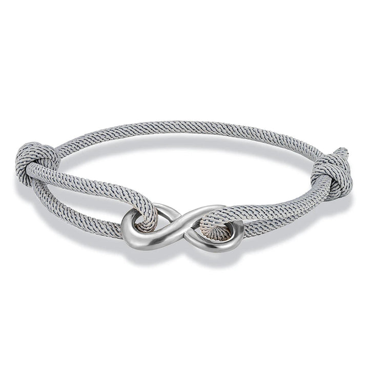 Symbolic infinity bracelet, adjustable cord & stainless steel, a perfect gift idea for him or her.