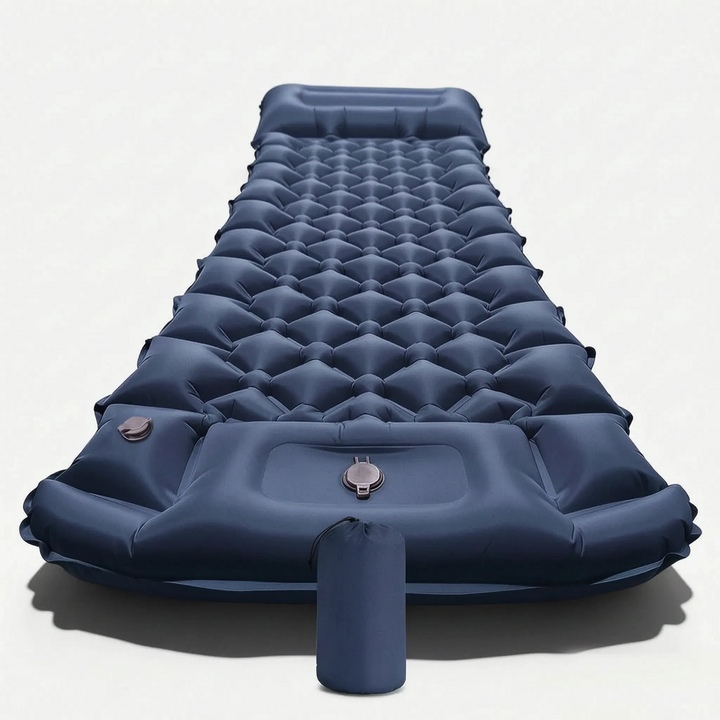 Unisex outdoor sleeping mat with built-in pillow. Essential portable camping gear for comfortable backpacking.