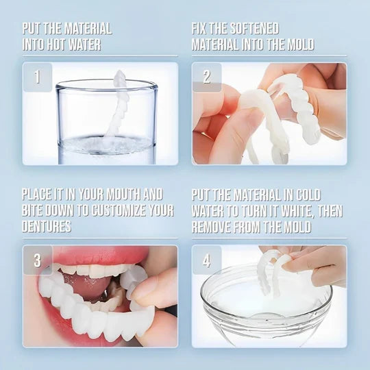 Reusable instant smile temporary clip-on veneers for a confident, bright smile. Cosmetic teeth for quick enhancement.