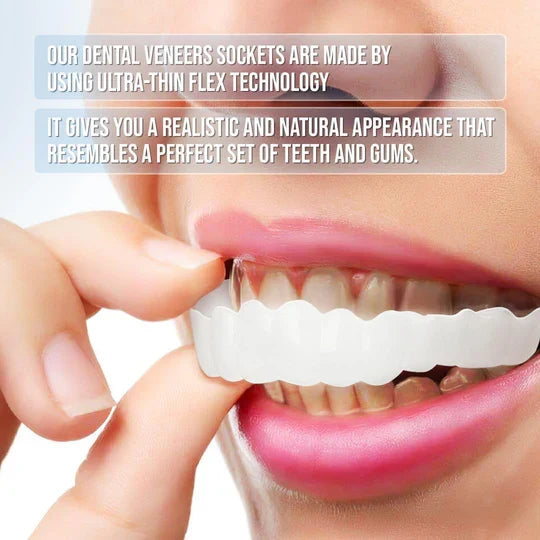 Unisex clip-on temporary veneers, a convenient dental accessory for an instant cosmetic smile enhancement.