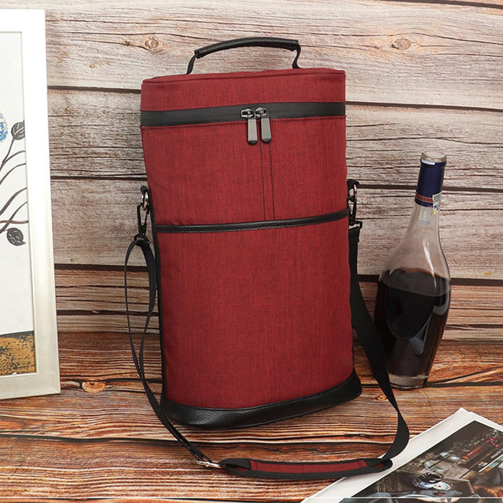 Unisex insulated 2-bottle wine cooler tote bag. Perfect for picnics & travel, a great beverage carrier.