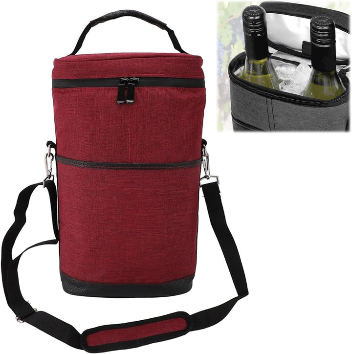 Keep wine chilled! Insulated 2-bottle wine cooler tote bag. Essential travel cooler & picnic accessory.