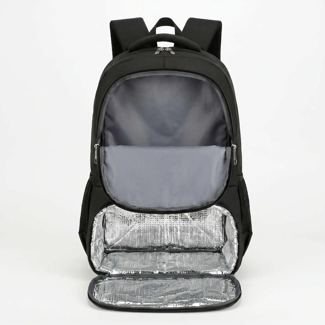 Spacious insulated cooler backpack, a multi-purpose storage pack for outdoor gear, travel, and daily use.