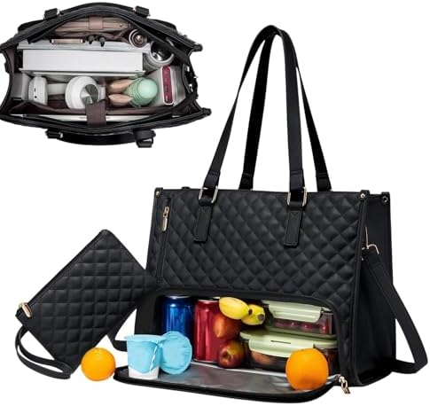 Unisex insulated tote for lunch & laptop, perfect for work, travel & daily commute.