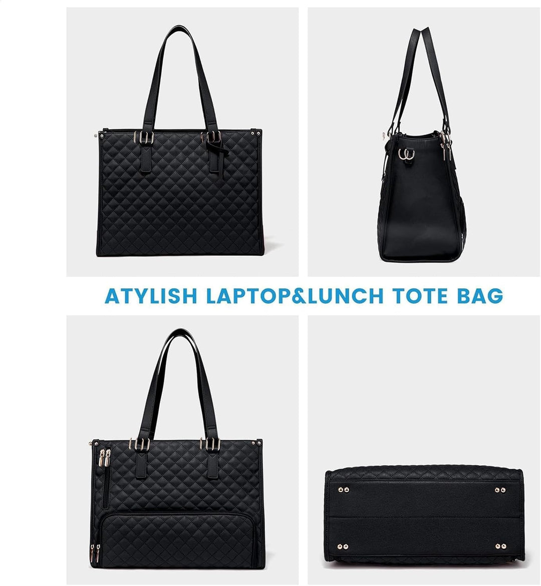 Durable unisex insulated lunch & laptop tote. Meal prep friendly, tech organized, stylish for work/travel.