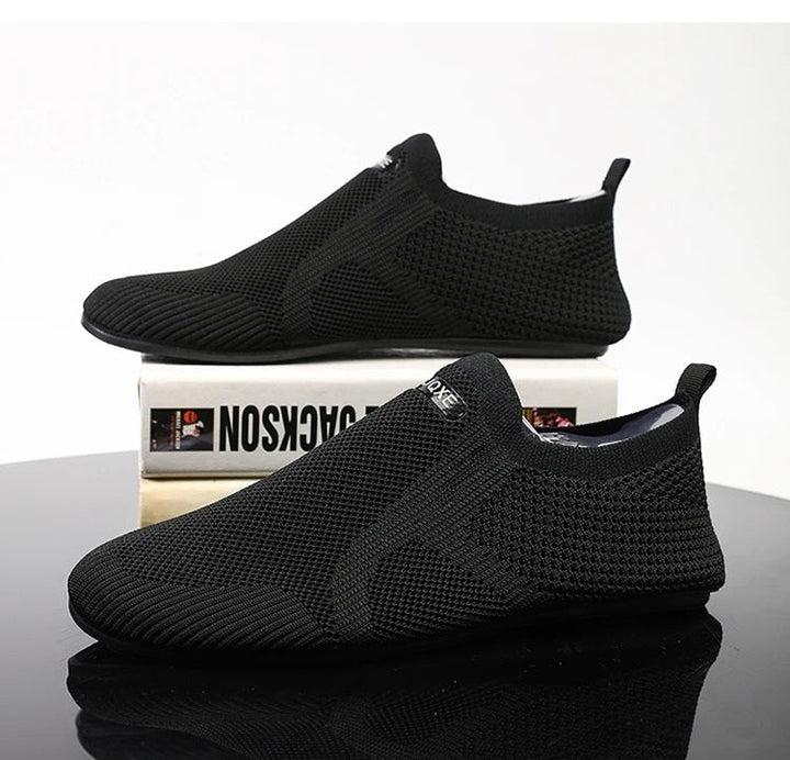 Breathable mesh knit slip-on shoes for unisex comfort, lightweight and perfect for a barefoot walking experience.