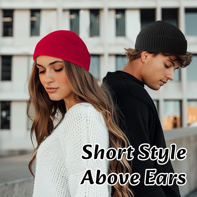 Warm & soft knitted winter beanie, unisex design for comfortable cold weather headwear. Stay stylish.