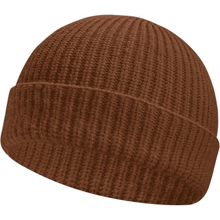 Modern unisex knitted winter beanie, a warm and stylish accessory for any cold weather occasion.