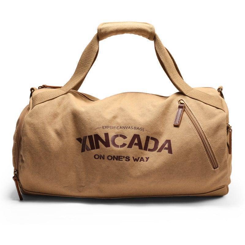 Versatile unisex travel duffel in olive green canvas, designed for durability and ample storage during travel.