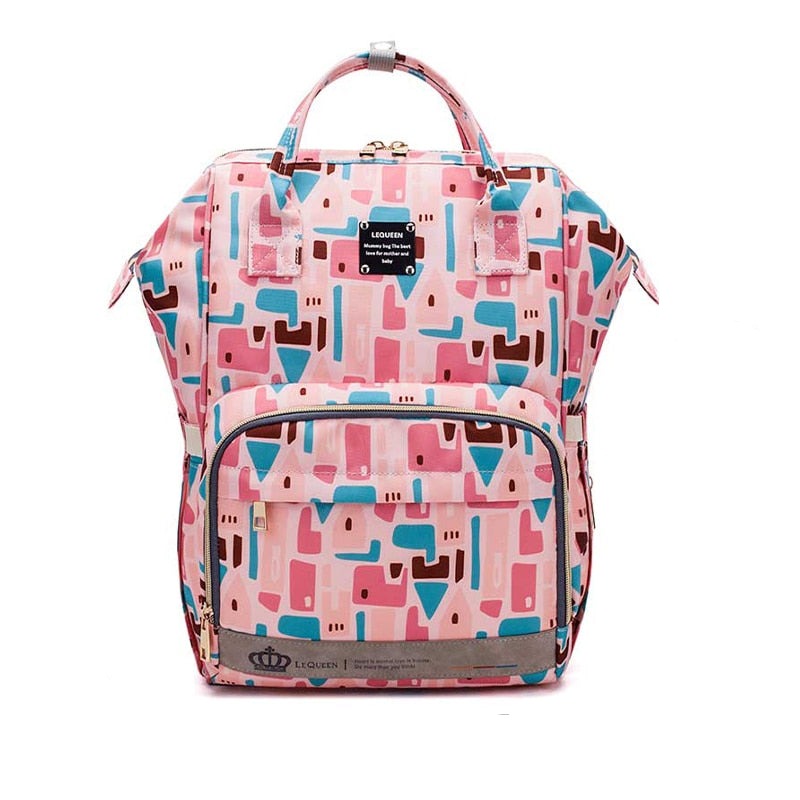 Unisex large-capacity diaper backpack with multiple pockets, waterproof, ideal for baby travel and essentials.