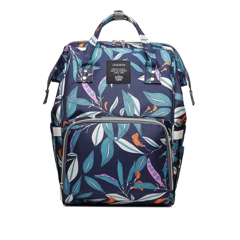 Durable waterproof nappy bag backpack, spacious multi-pocket design for all baby essentials on the go.