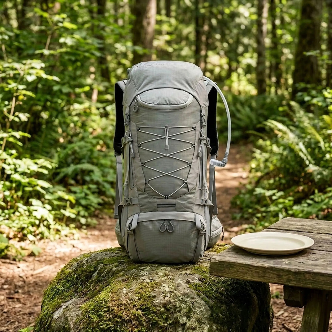 Unisex large capacity hiking backpack for multi-day treks, ideal for camping and outdoor adventures.