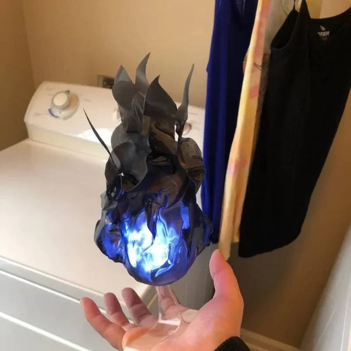Unisex LED floating fireball prop, a versatile glowing ornament for Halloween costumes, suitable for any magical character.