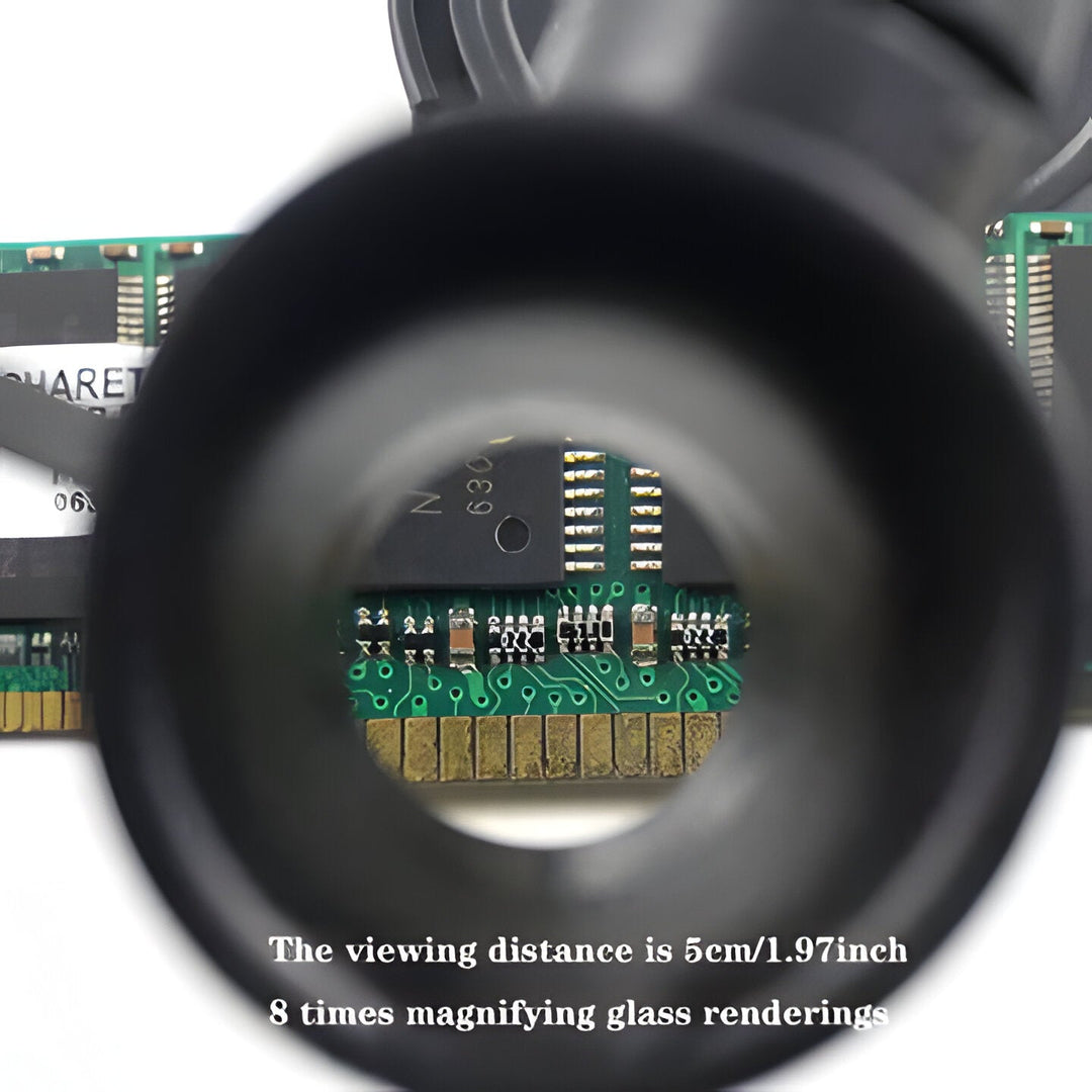 Unisex LED magnifying glasses for crafting, electronics, jewelry, featuring 8x, 15x, 23x optical lenses.