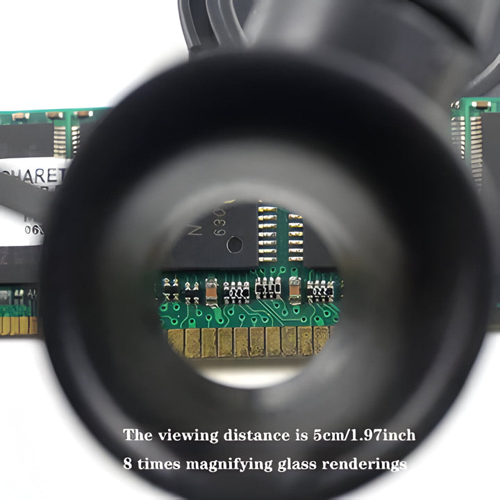 Unisex LED magnifying glasses for crafting, electronics, jewelry, featuring 8x, 15x, 23x optical lenses.