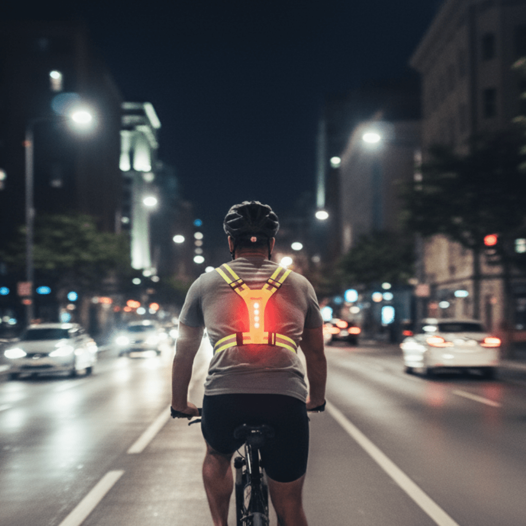 Bright LED reflective running vest ensures high visibility for night running and cycling safety.