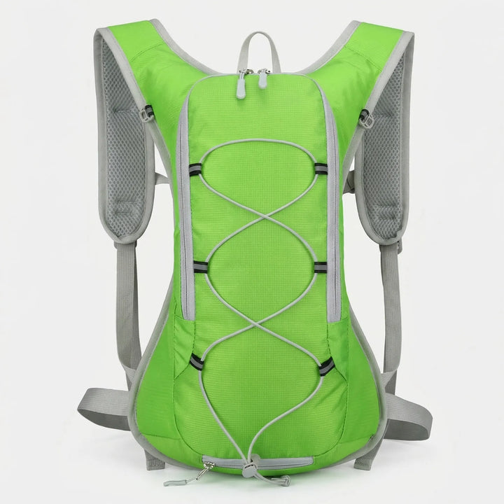 Ergonomic 12L hydration trail running pack. Lightweight, comfortable, and water repellent sports bag.