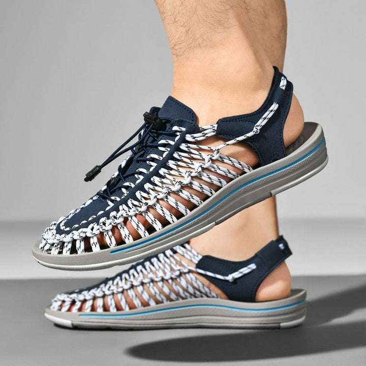 White Sadiluxe Berlin lightweight sandals, great for beachwear and summer vacations.