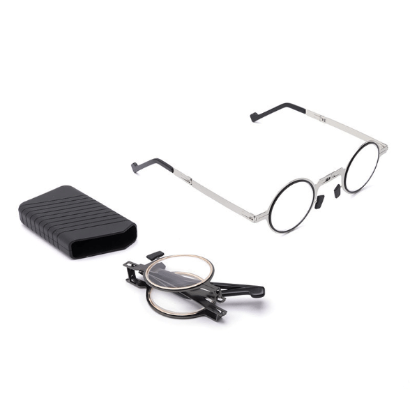 Portable foldable blue light reading glasses, lightweight design for convenient eye protection & clear vision on the go.