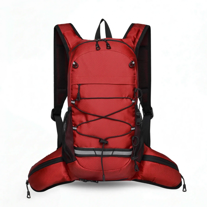 Side view of a hydration-ready lightweight daypack, perfect hiking backpack for any adventure.