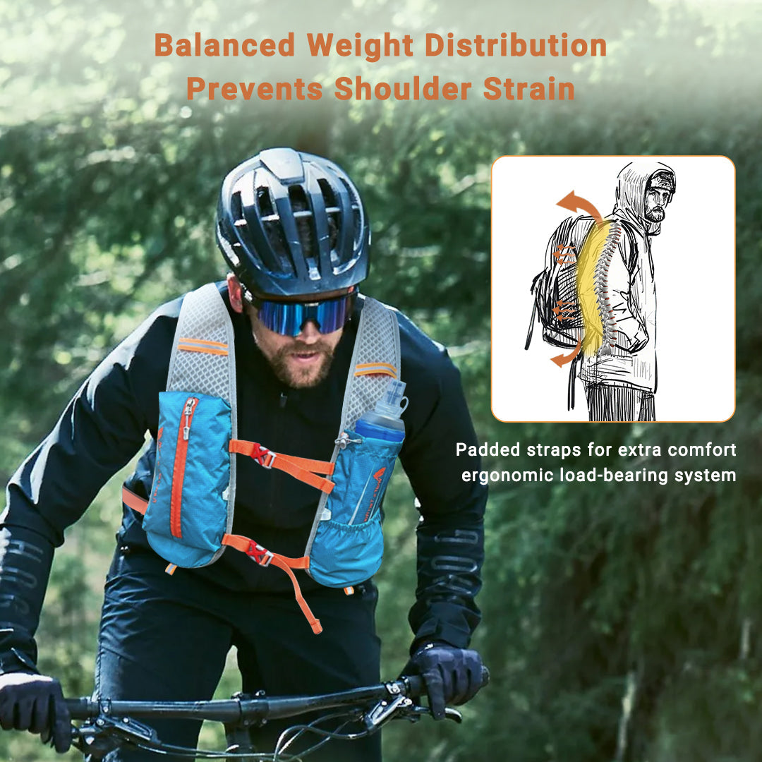 Close-up of hydration-compatible breathable cycling backpack, perfect for long rides and hikes.
