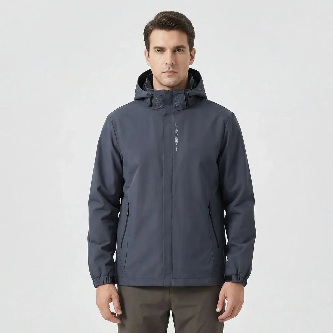 Unisex lightweight rain jacket for activewear, trail running, & hiking, offering weather protection.