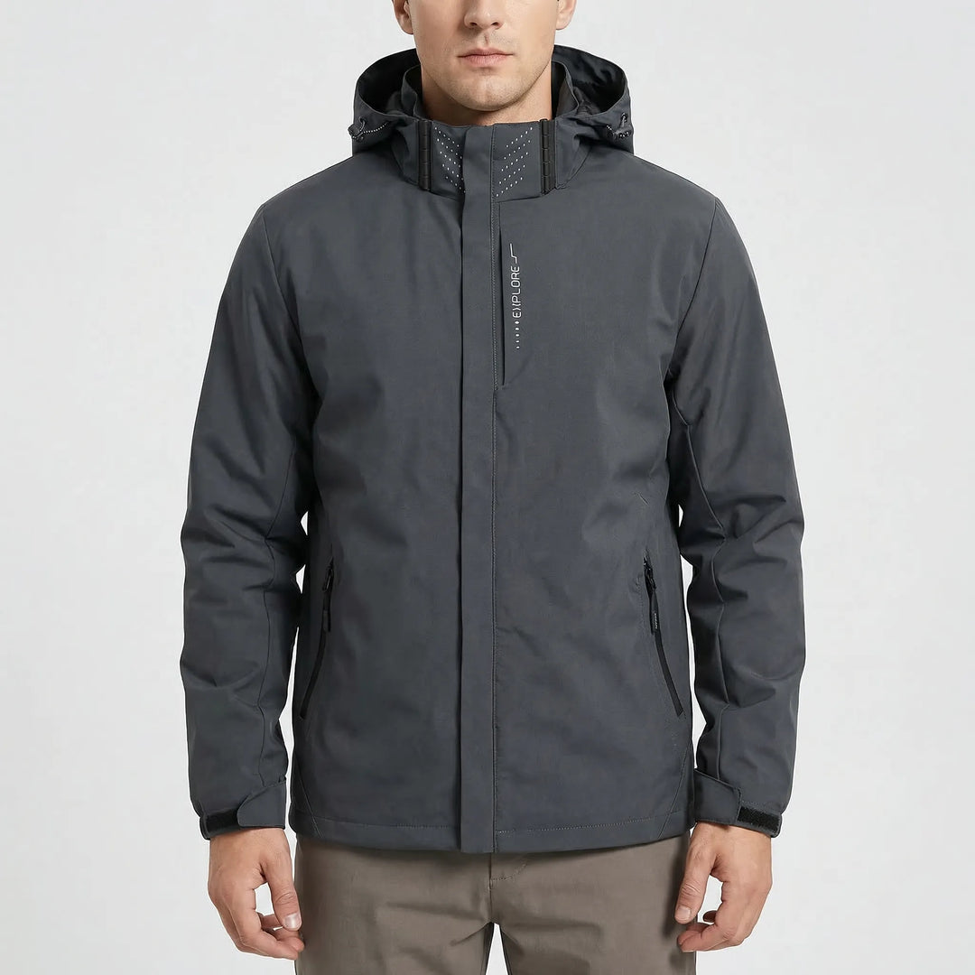 Stylish unisex lightweight hooded rain jacket, windbreaker for trail running & outdoor weather.
