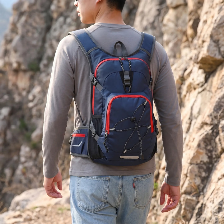 Unisex lightweight hydration pack backpack for hiking, camping, and outdoor adventures. Waterproof design.