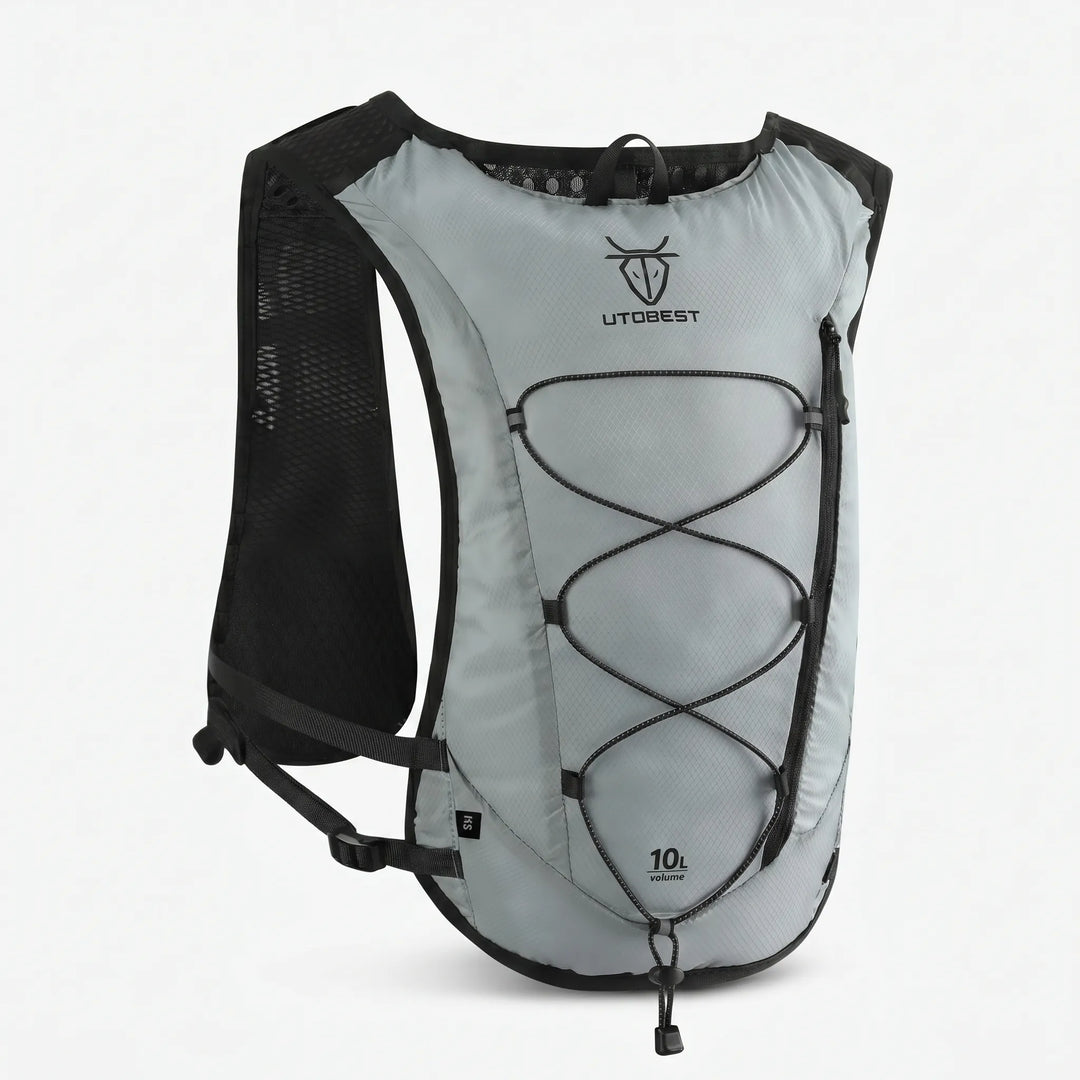Sleek black unisex running hydration vest, modern activewear for serious runners.
