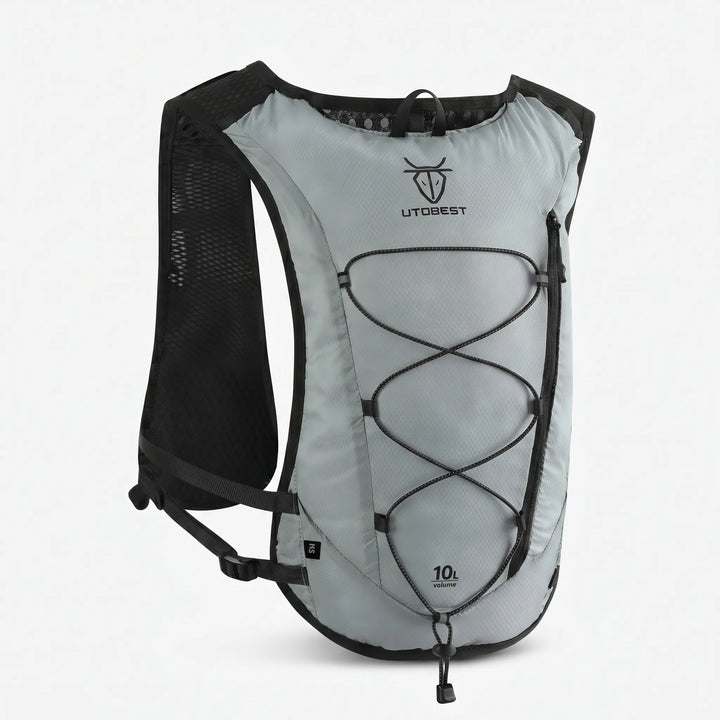 Sleek black unisex running hydration vest, modern activewear for serious runners.