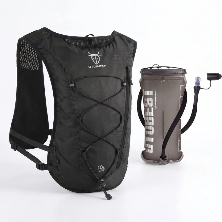 Breathable, lightweight running vest pack, unisex design for comfortable trail running.