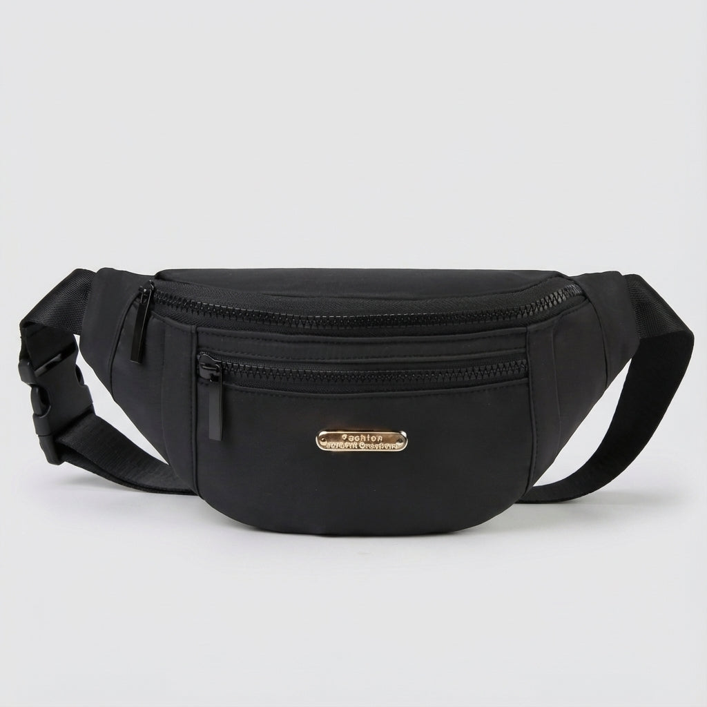 Lightweight nylon fanny pack holds phone, keys & wallet, perfect for hands-free travel essentials.