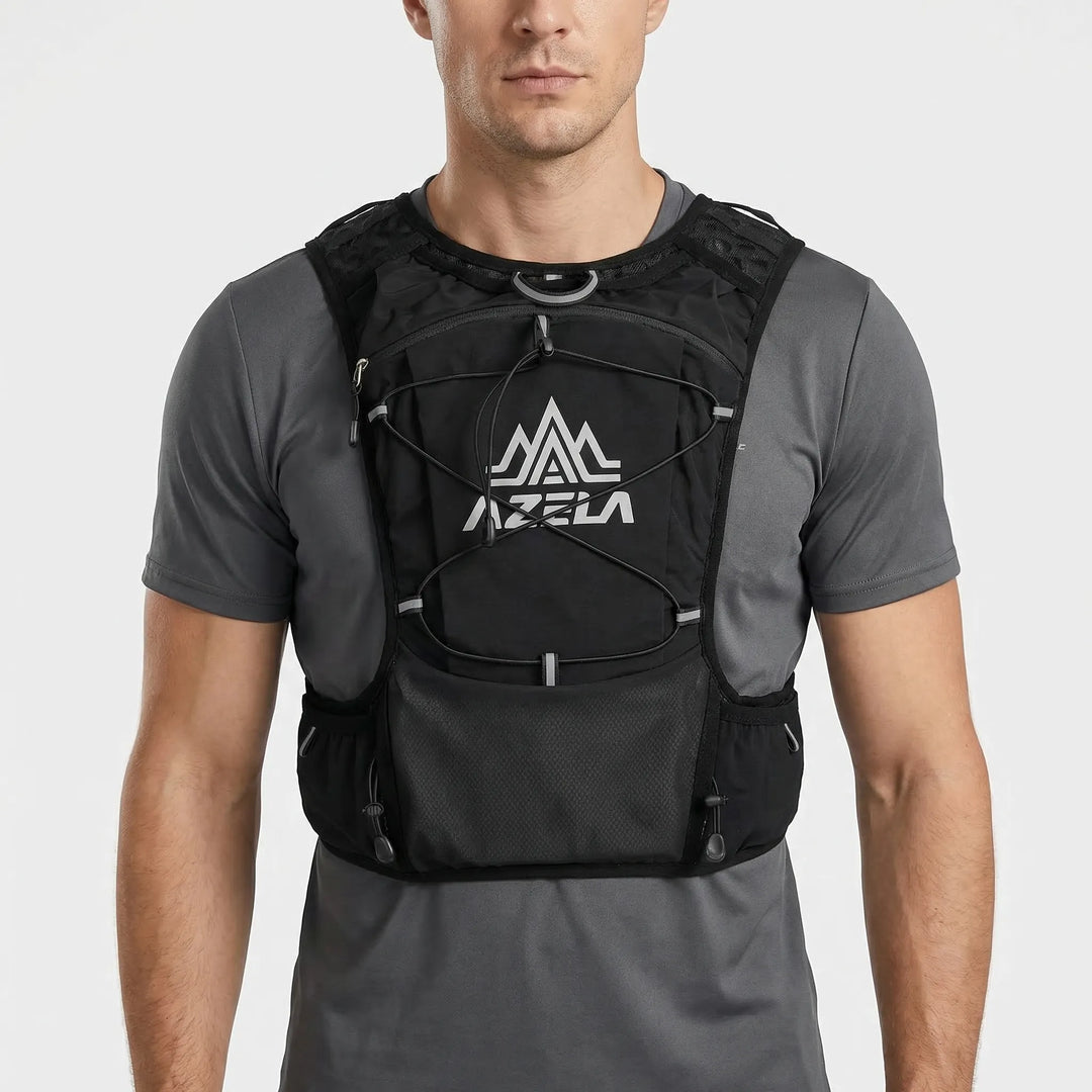 Breathable unisex hydration vest for long-distance trail running & marathons. Lightweight design ensures secure fit.
