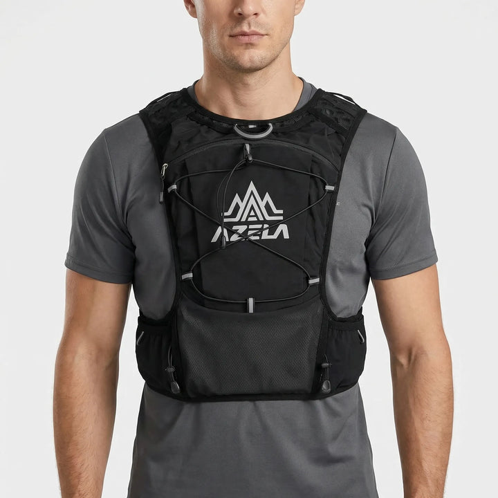 Breathable unisex hydration vest for long-distance trail running & marathons. Lightweight design ensures secure fit.