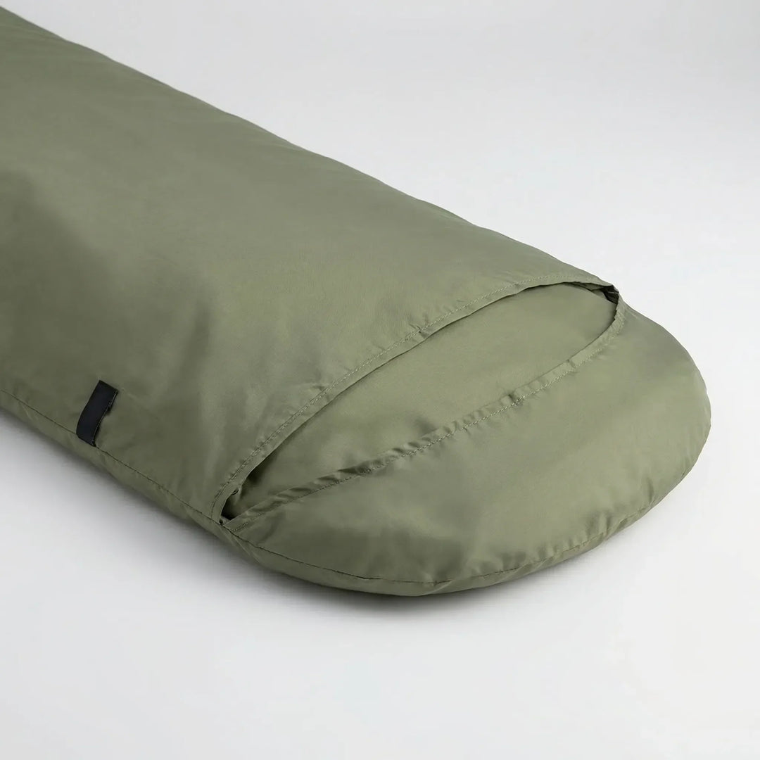 Open rectangle sleeping bag liner, ready for use as a hygienic travel sheet for camping & outdoor sleep.