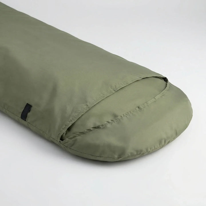 Open rectangle sleeping bag liner, ready for use as a hygienic travel sheet for camping & outdoor sleep.