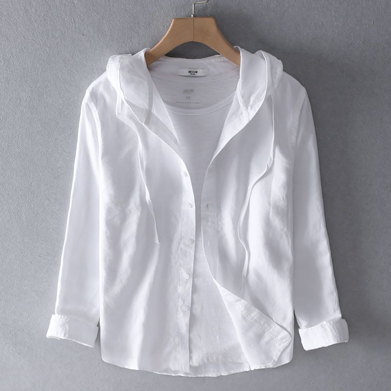 Casual striped button-up hoodie, a lightweight unisex top for spring & summer. Features a relaxed fit and versatile style.