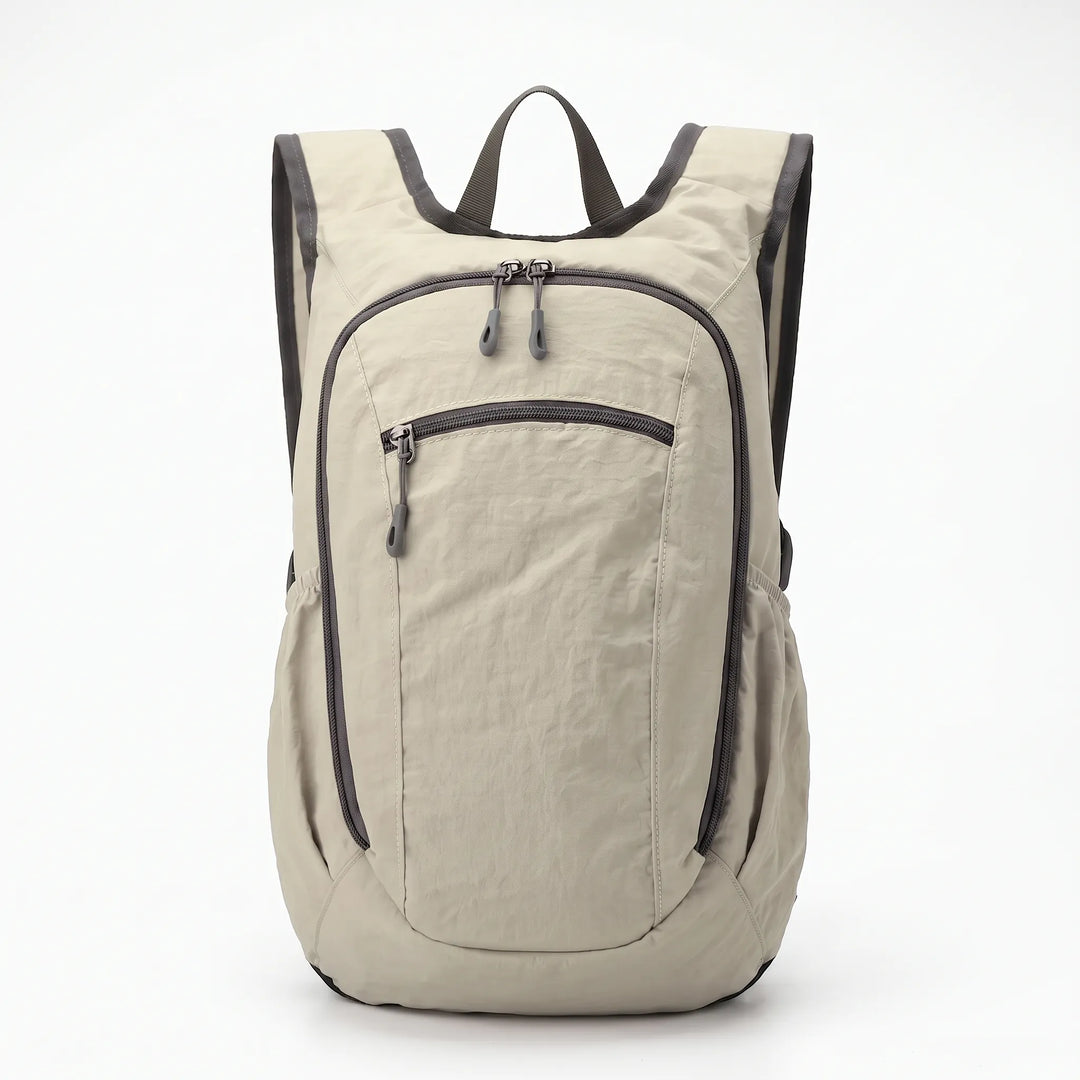 Durable Oxford cloth travel daypack featuring multiple pockets, ideal for hiking & daily essentials.