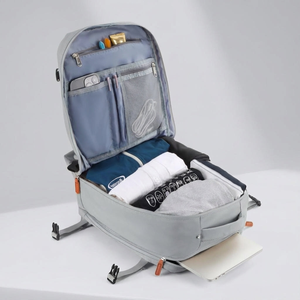 Airline approved LiteHaul carry-on travel backpack for men & women, ideal for business travel & quick trips.