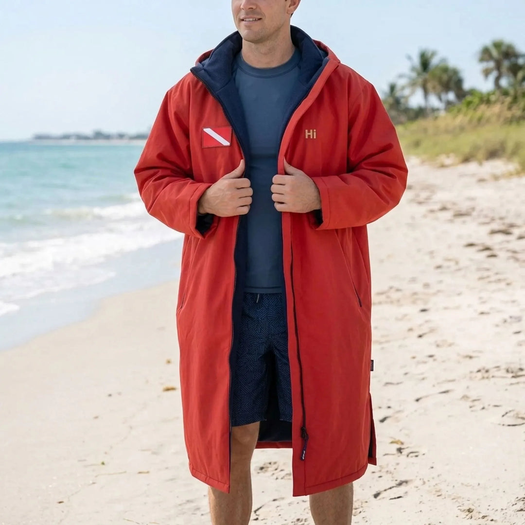 Quick-dry hooded changing robe, great as a swim cover-up or surf poncho.