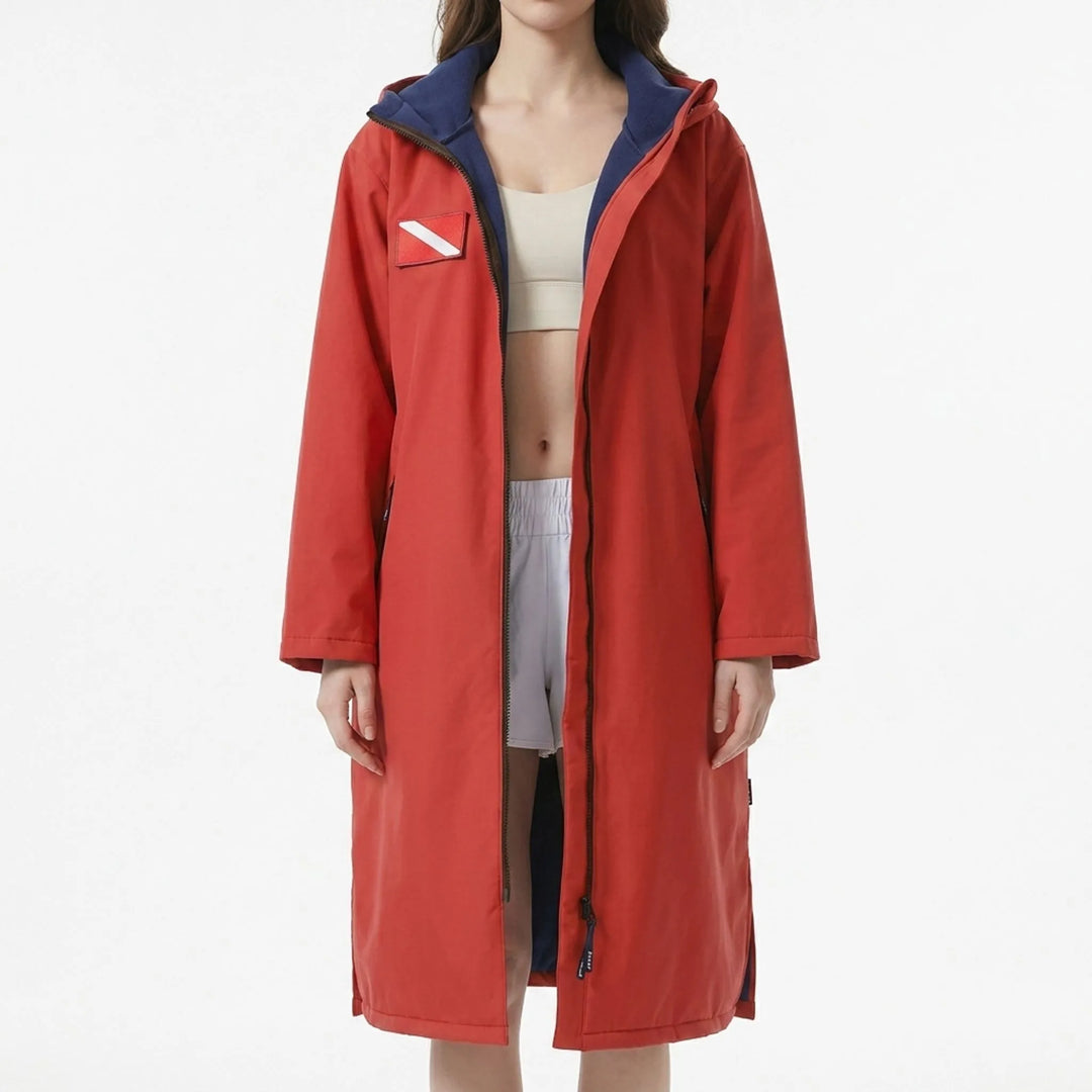 Versatile unisex changing robe; a comfortable long-sleeve surf poncho.