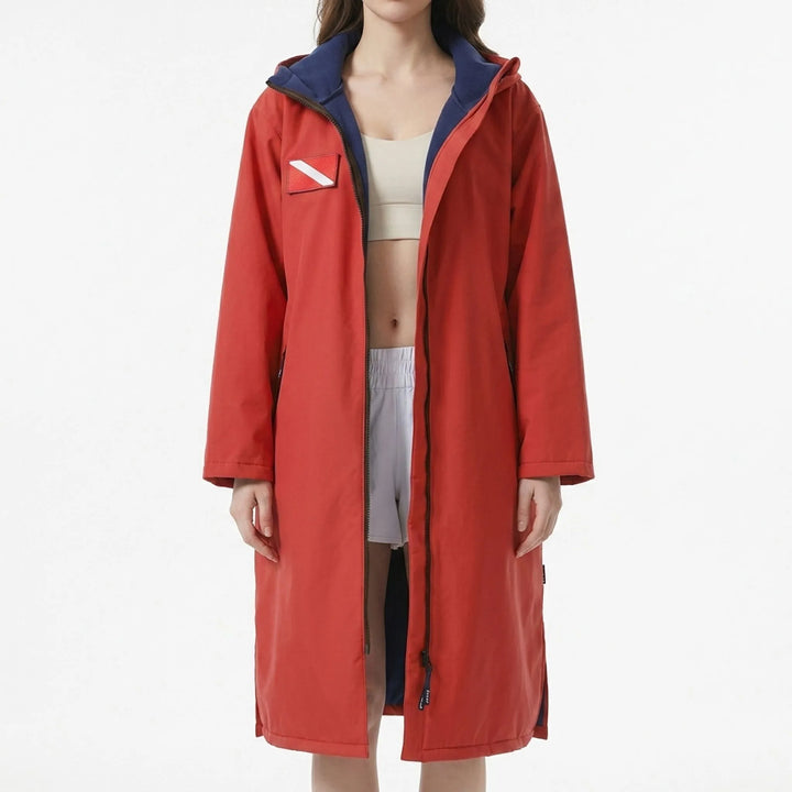 Versatile unisex changing robe; a comfortable long-sleeve surf poncho.