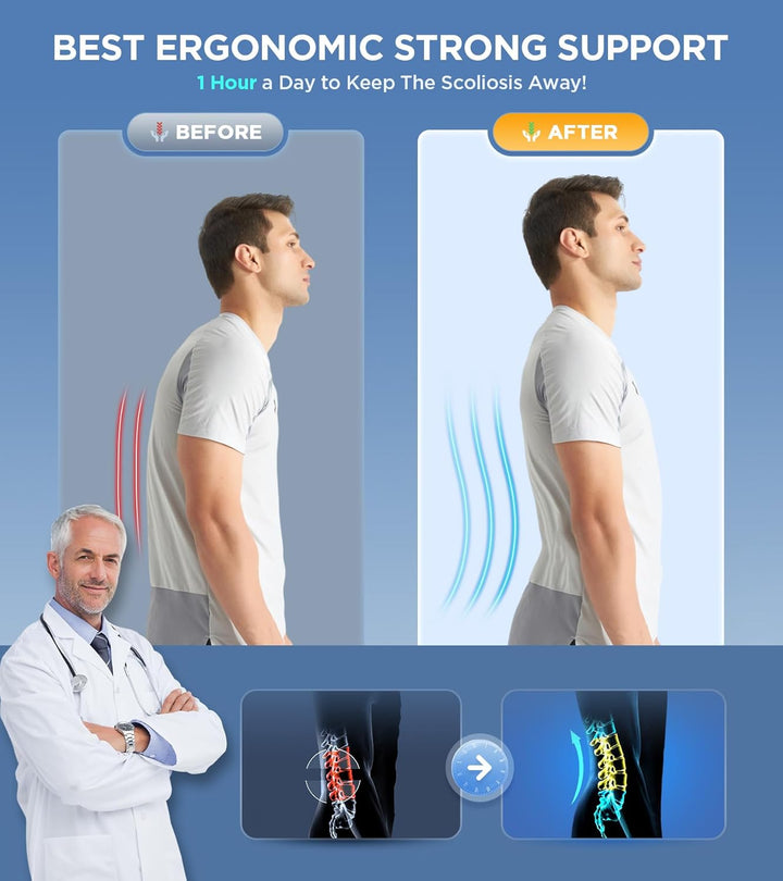 Lumbar back brace provides targeted relief for sciatica, herniated disc, and general lower back pain.