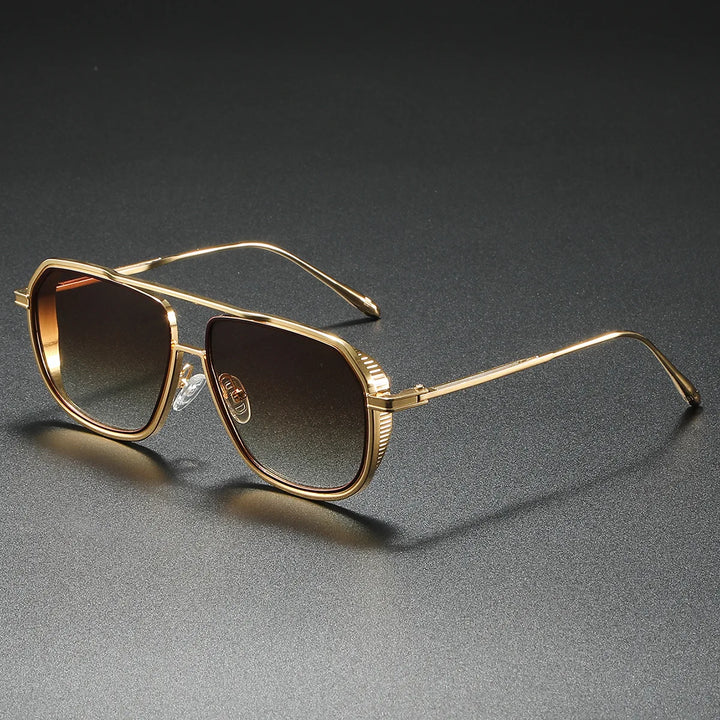 Chic unisex statement sunglasses with gradient lenses. Luxury fashion eyewear for sun protection.