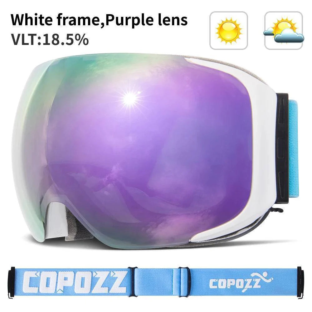 Winter sports eyewear: gray magnetic ski goggles offering UV400 and anti-fog features