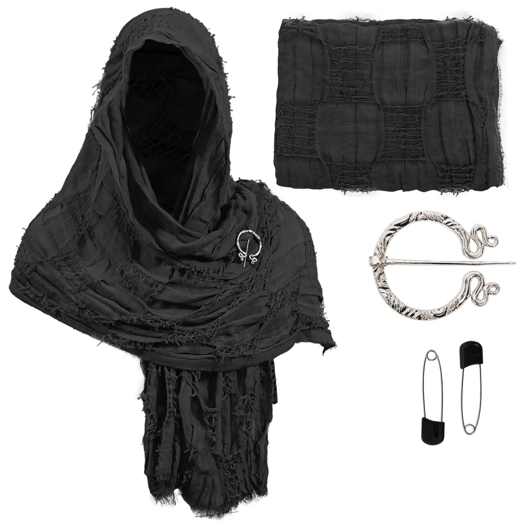 Dramatic unisex medieval wanderer's cloak, ideal fantasy apparel for larp gear or historic roleplay.