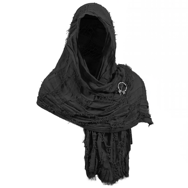 Dark linen medieval cloak, perfect Halloween costume or dramatic wear for a fantasy wanderer cosplay.