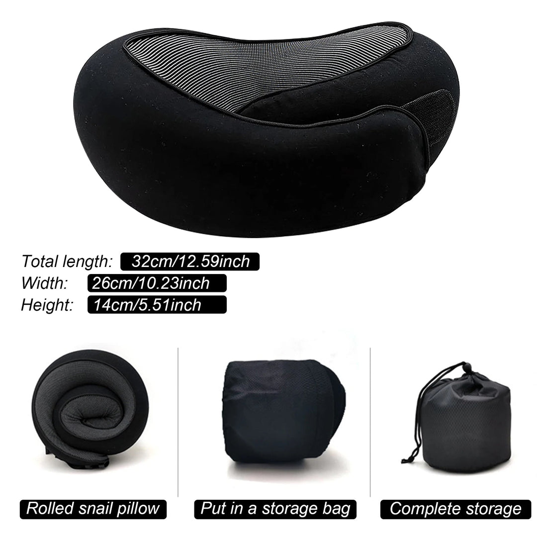 Durable memory foam travel neck support pillow, an essential accessory for comfortable road trips & flights.