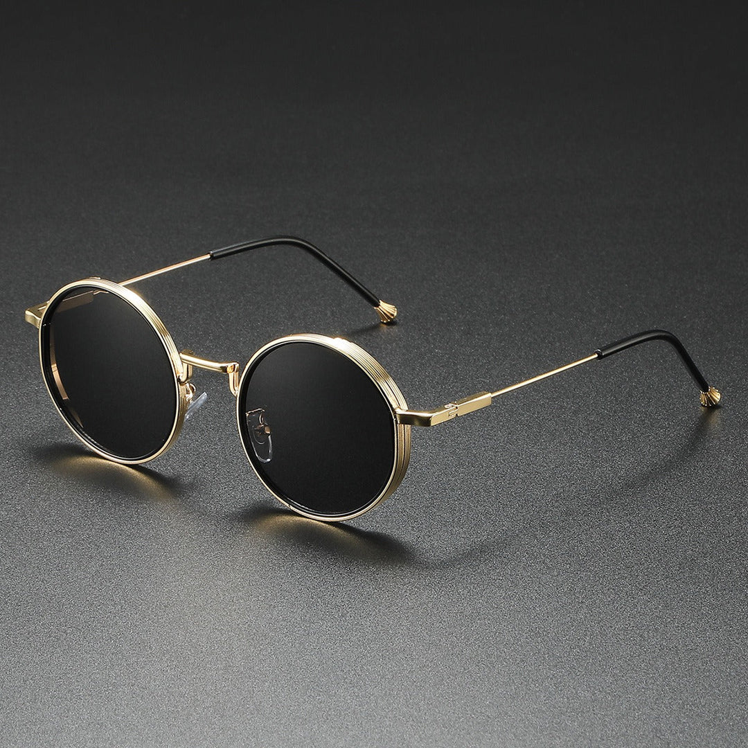 Elegant vintage-style round metal frames, unisex design. Fashionable eyewear with essential UV400 protection.
